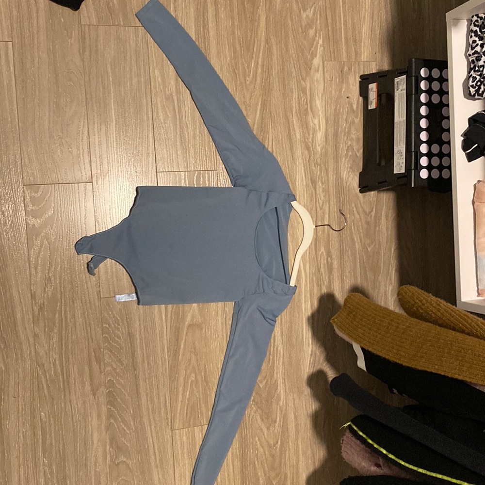 Skims blue long sleeve bodysuit
